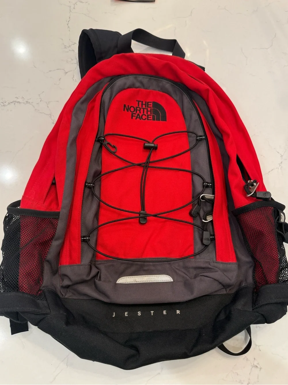 The North Face Black and Red Padded Backpack